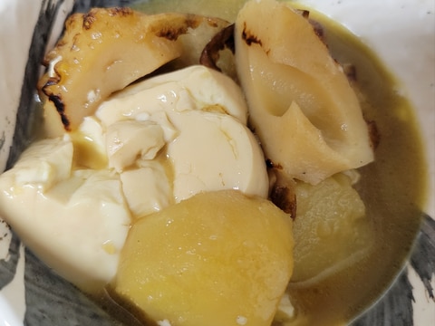 豆腐&じゃがいも&ちくわのめんつゆ炒め煮♪